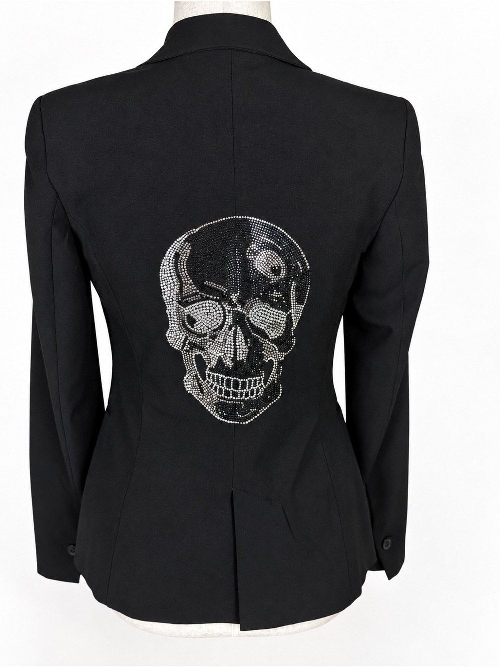 Hip Chick Couture Black Rhinestone Skull Blazer Size 4